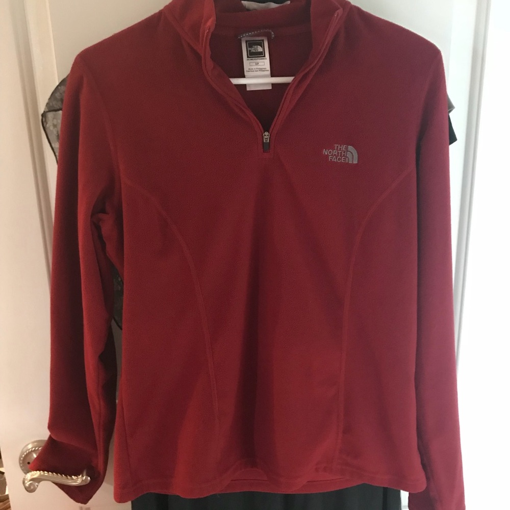 Red North Face Fleece Quarter Zip Pullover Small